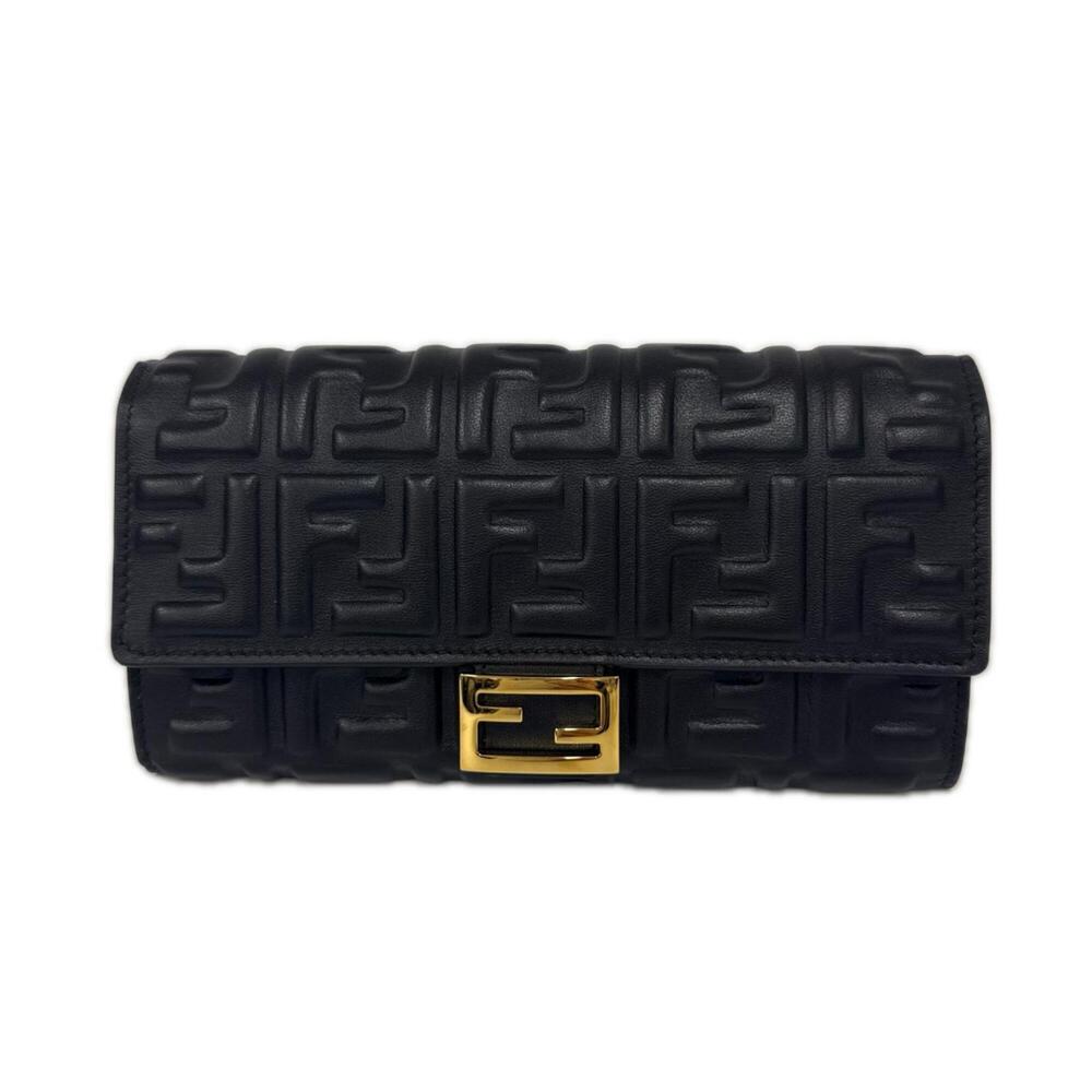 FENDI Baguette Continental Wallet 8M0251 Long Black Lambskin Women's
